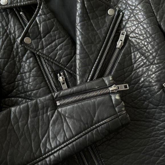 TOPMAN DISTRESSED FAUX LEATHER JACKET - Picture 3 of 5